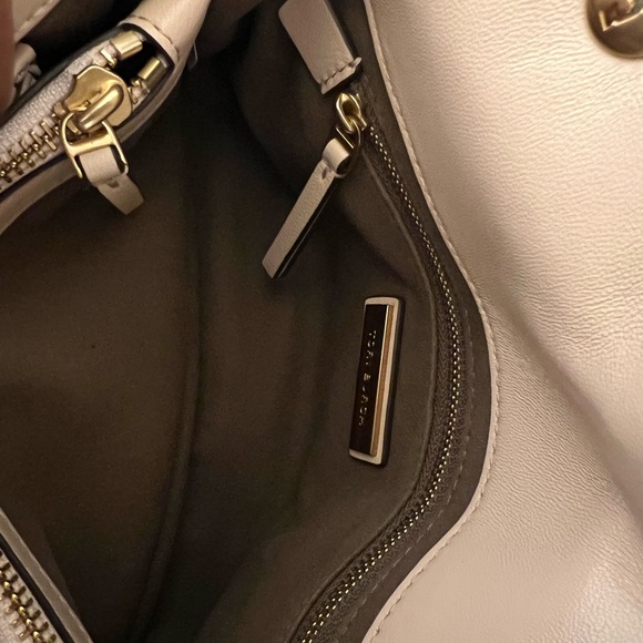 Tory Burch Cream Quilted Top Handle Satchel with Gold Chain - Picture 5 of 8